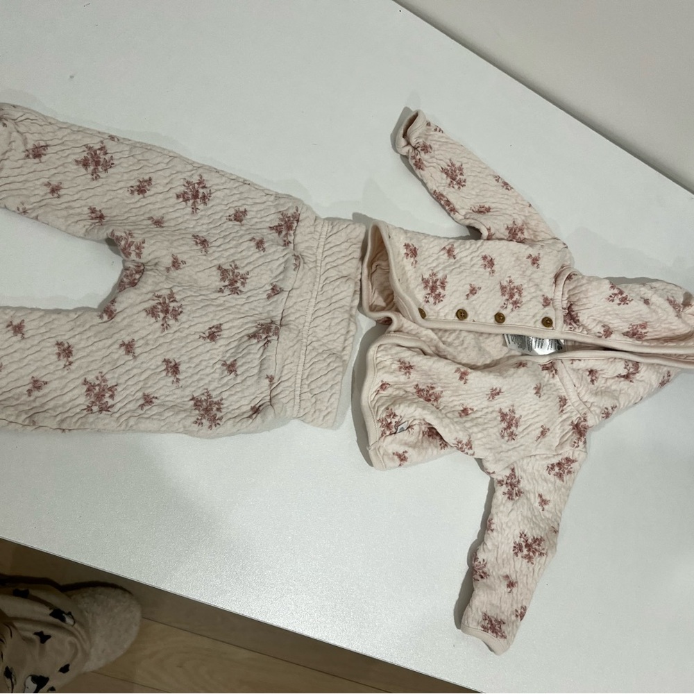 Kids Floral Quilted Matching Set in Light Pink - Brand Unspecified